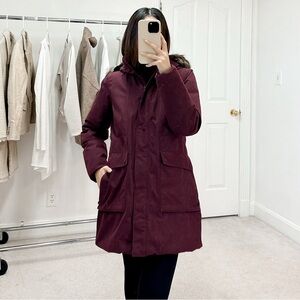 The North Face Faux Fur Hood Trim Dunagiri Parka in Maroon